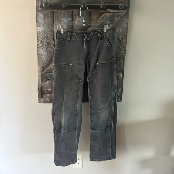 Women's Carhartt Faded Black Carpenter Double Knee Dungaree Fit Pants - Picture 1 of 4